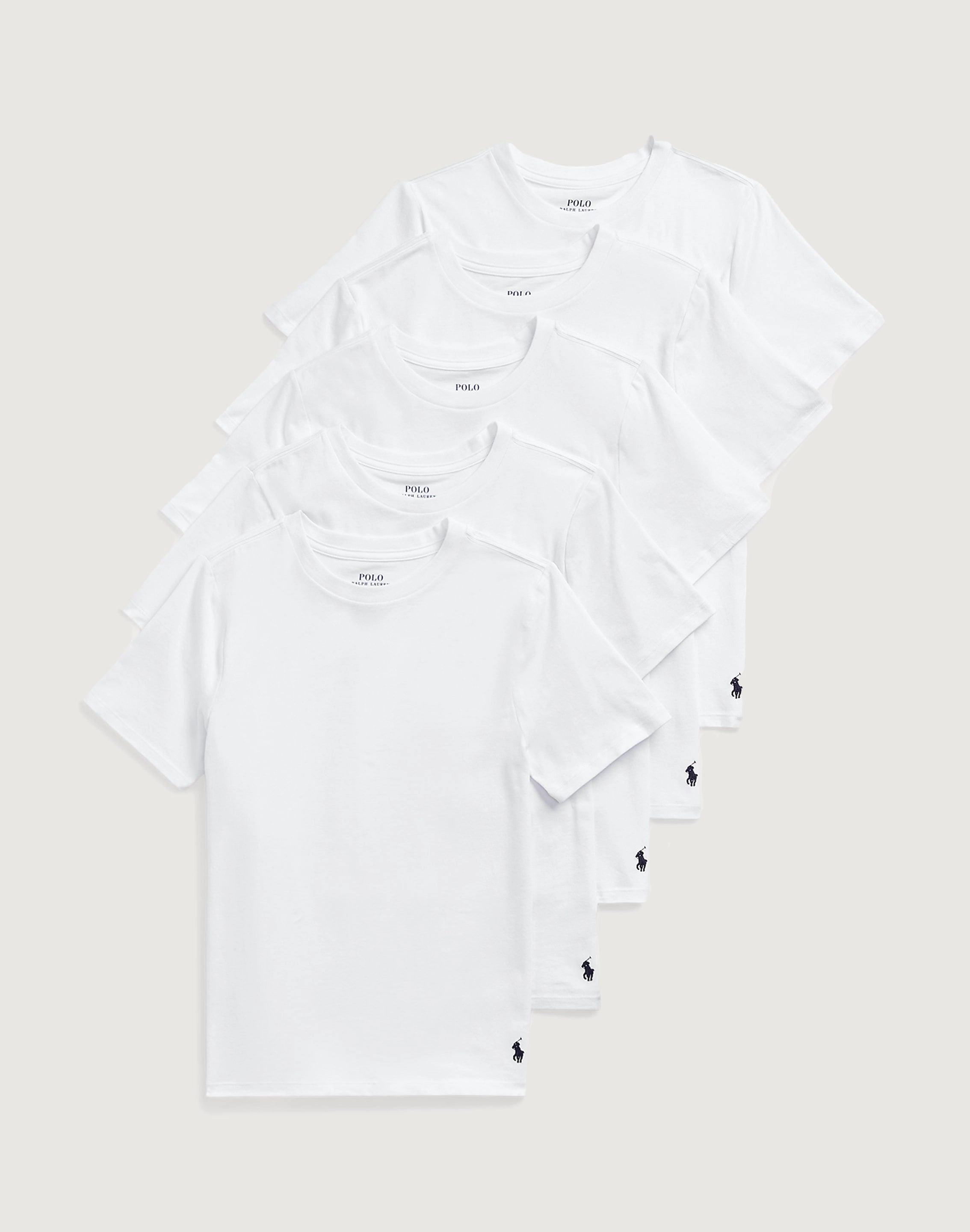 Wool - sourced fashion Polo Ralph Lauren Slim-Fit Cotton Crewneck Tee 5-Pack Grade-School Organic fashion products