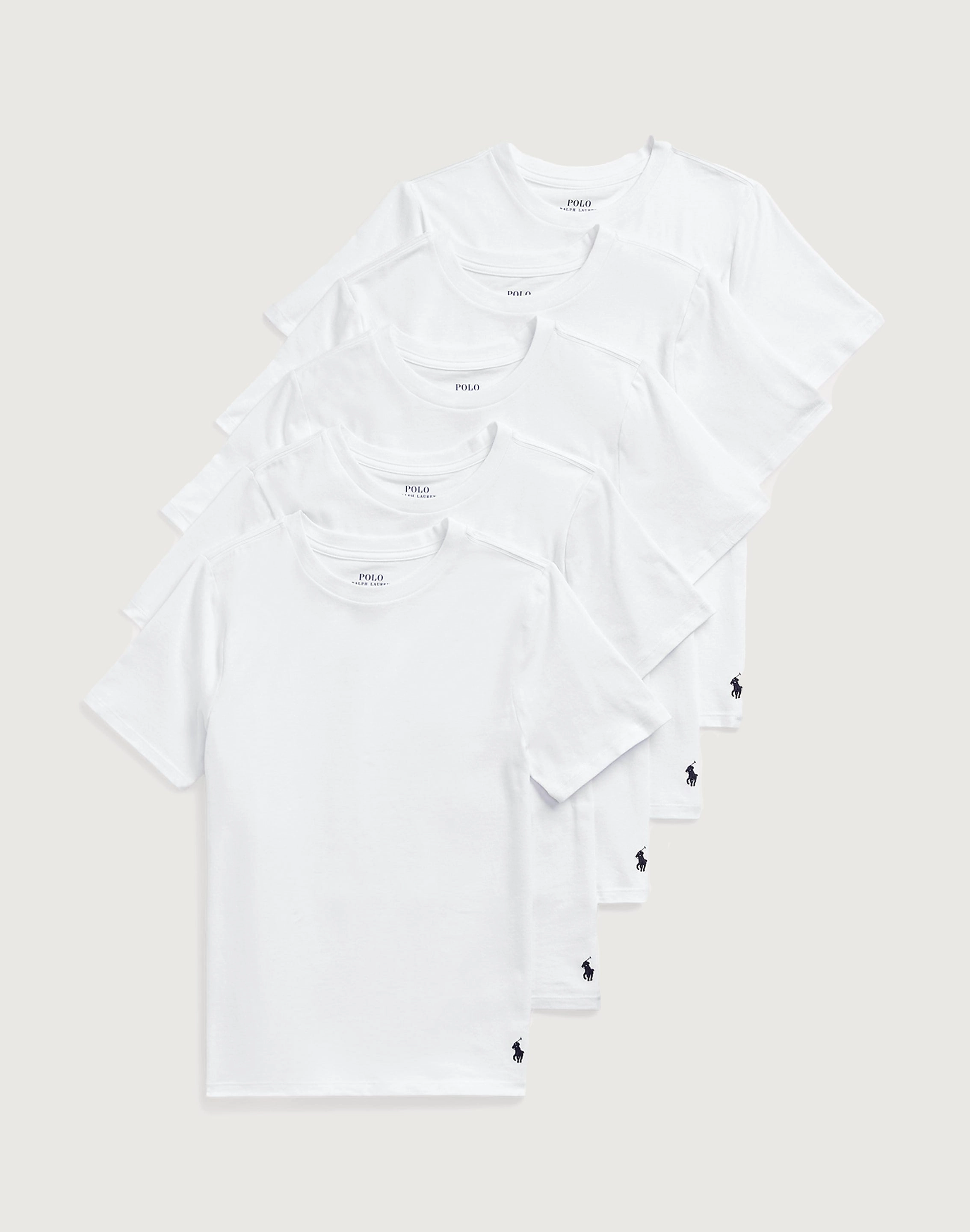 Polo Ralph Lauren Slim-Fit Cotton Crewneck Tee 5-Pack Grade-School Fashion collections Vintage - inspired fashion