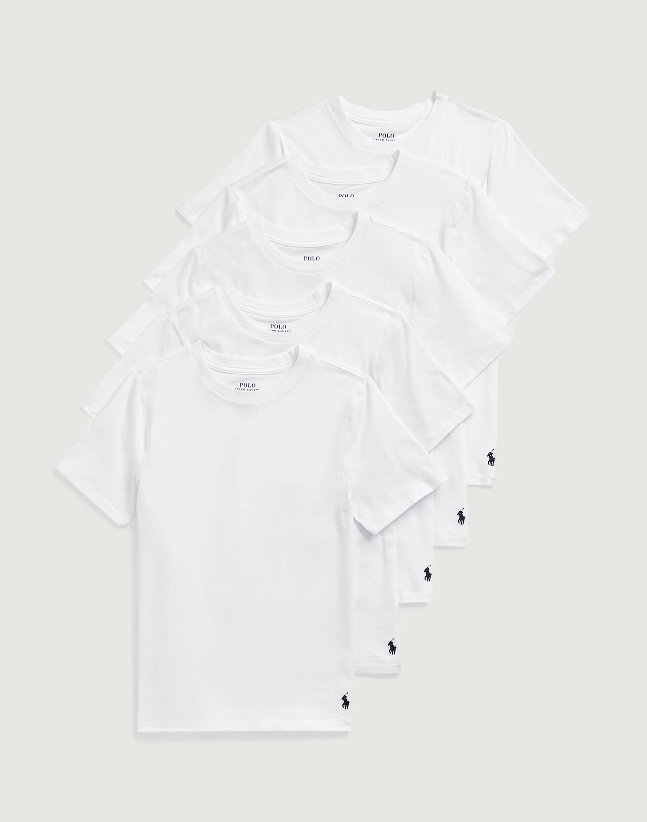 Polo Ralph Lauren Slim-Fit Cotton Crewneck Tee 5-Pack Grade-School Fashion storage (wardrobes, hangers, etc.) Activewear gear