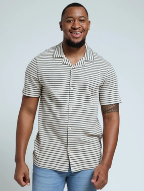 Quality apparel Stripe Crochet Shirt - Off White Best - selling fashion