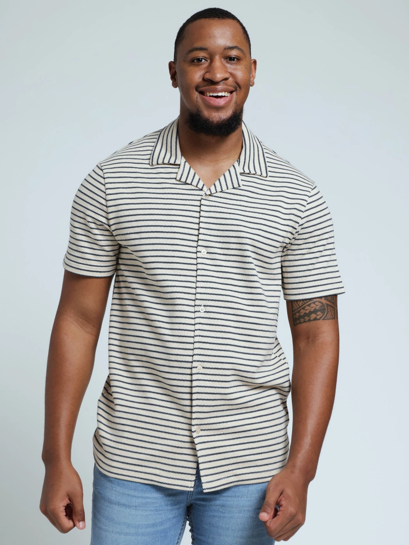Quality apparel Stripe Crochet Shirt - Off White Best - selling fashion