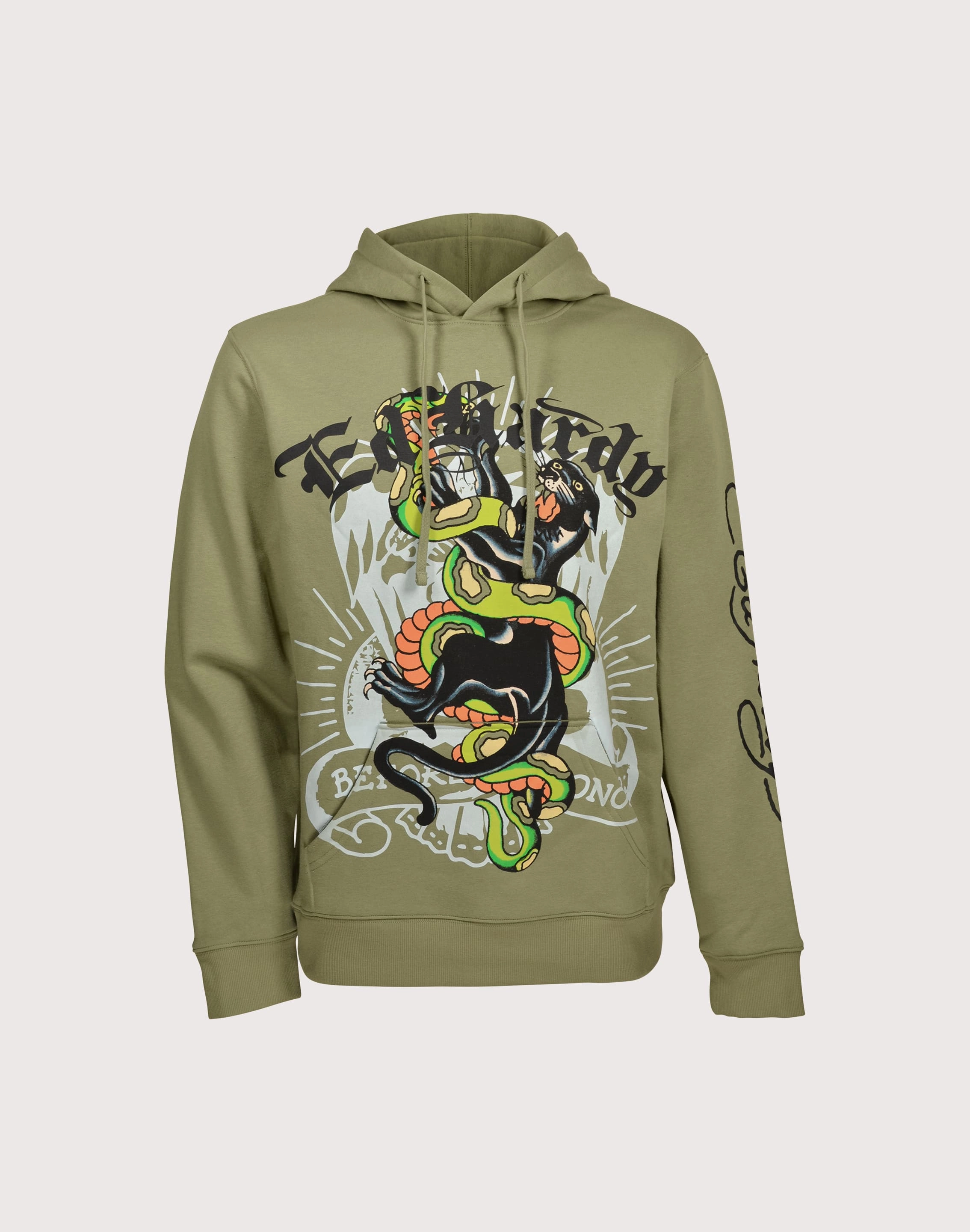 Patterned fashion (floral, stripes, etc.) Ed Hardy Panther Snake Olive Hoodie Quality apparel