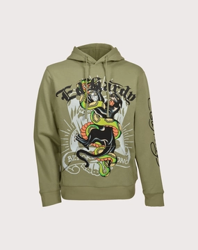 Recycled fashion materials Ed Hardy Panther Snake Olive Hoodie Lace - detailed fashion