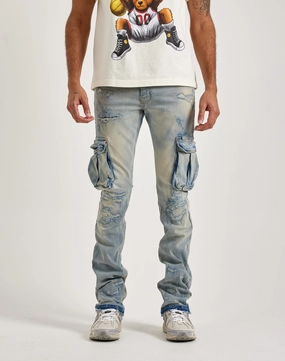 Retro fashion finds Jordan Craig Stacked Flare Cargo Denim Jeans New fashion arrivals