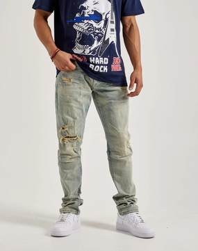 Runway fashion Smoke Rise Rip & Repair Slim Denim Jeans Patterned fashion (floral, stripes, etc.)