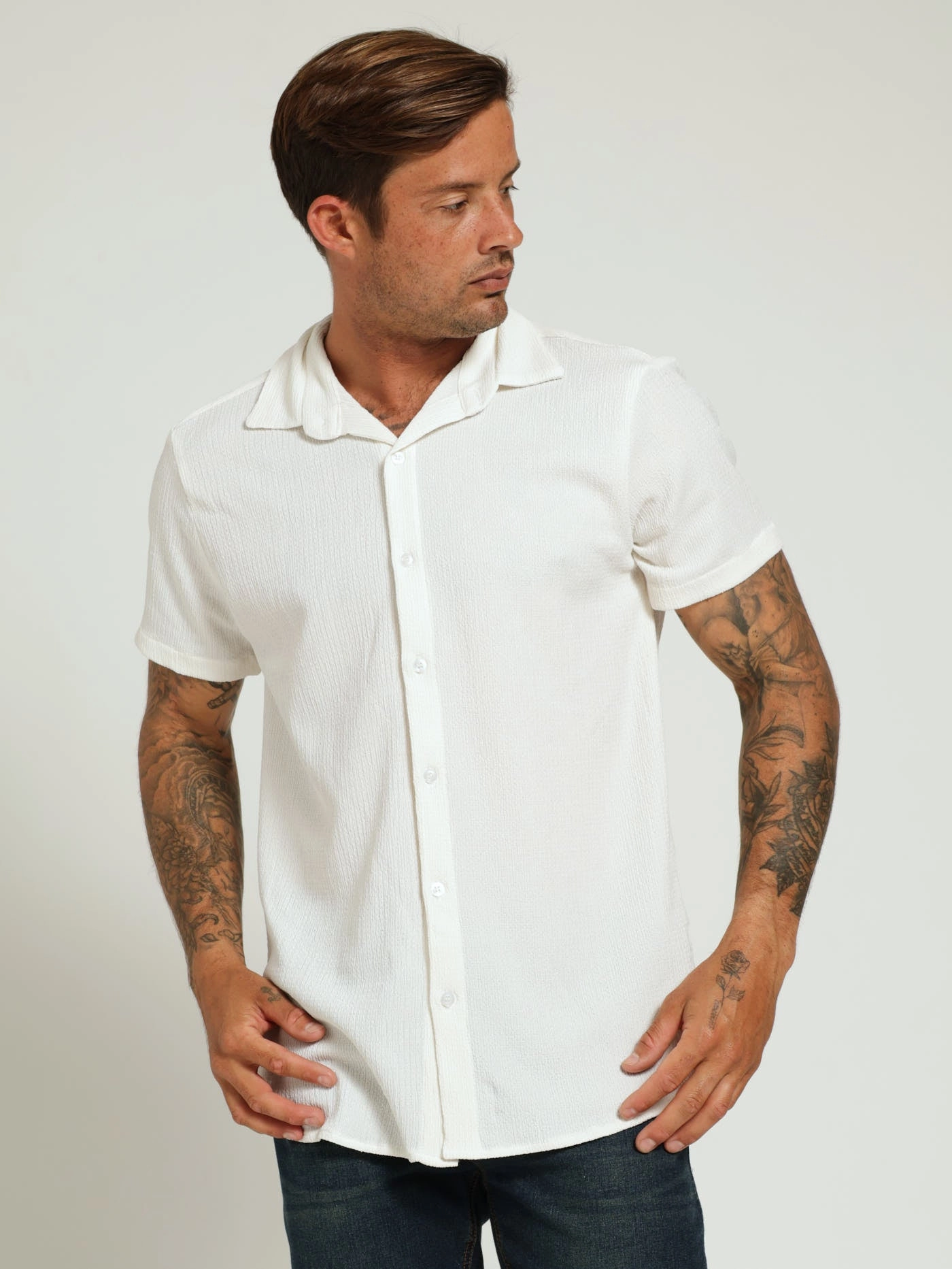 Seasonal wear Crinkle Woven Shirt - Off White Everyday wear