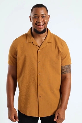 Seersucker Shirt - Camel Clothing assortments Fashion events