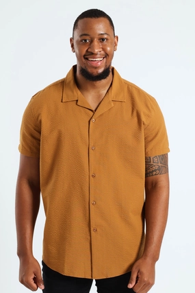 Seersucker Shirt - Camel Clothing assortments Fashion events