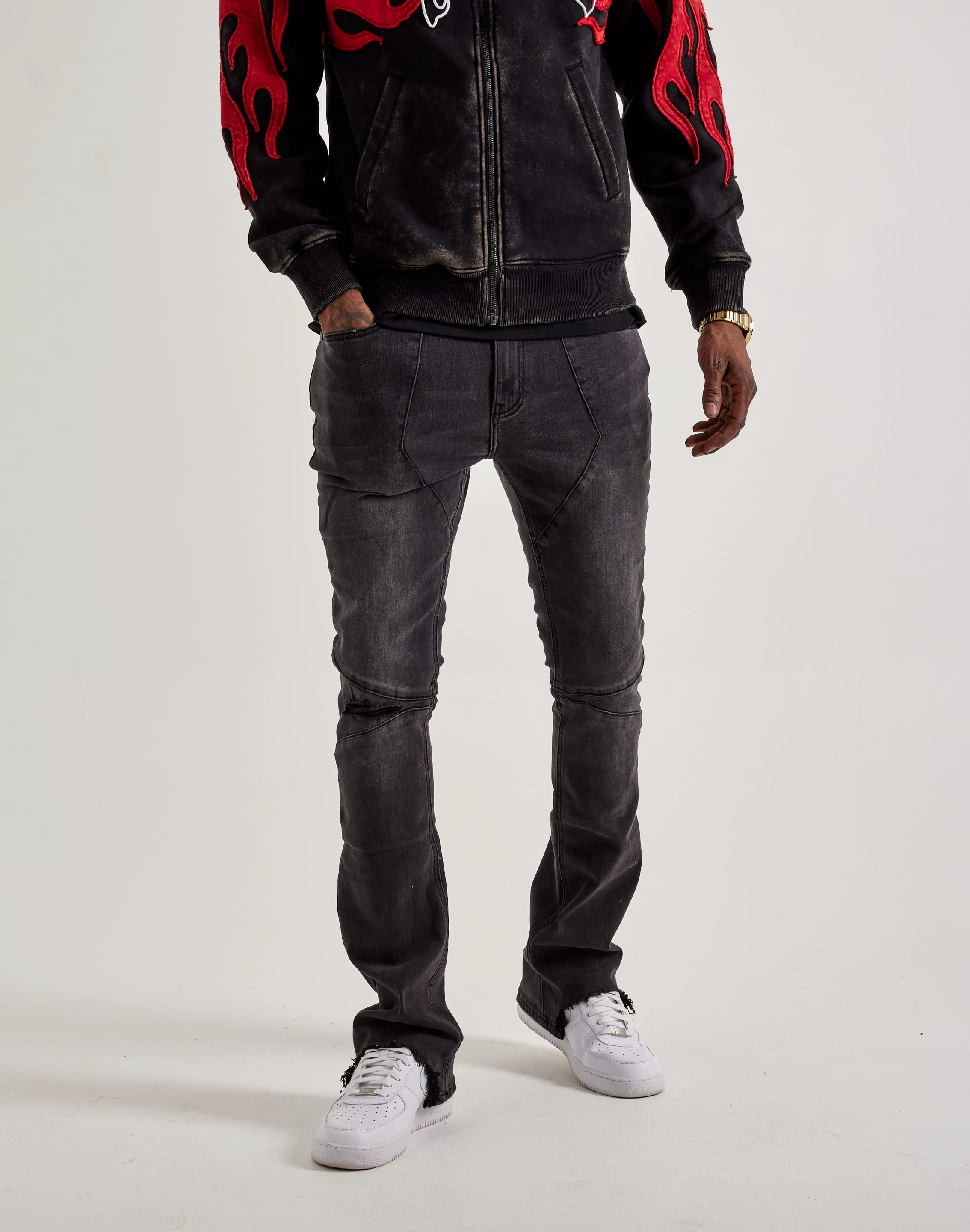 Serenede Nickel Stacked Flare Jeans Nylon - included fashion Clothing types