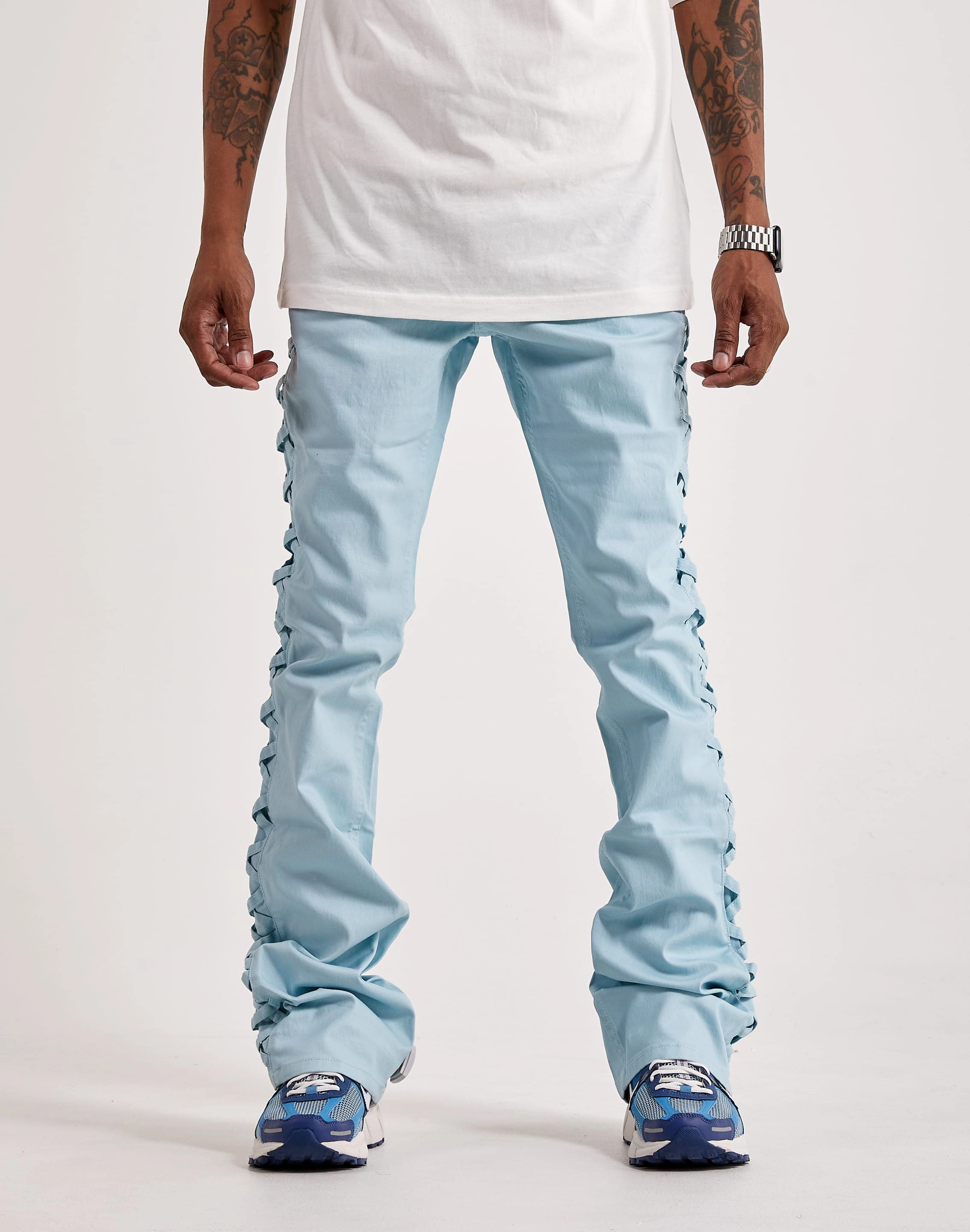 Polyester - used fashion Serenede Sea Stacked Jeans Lace - detailed fashion