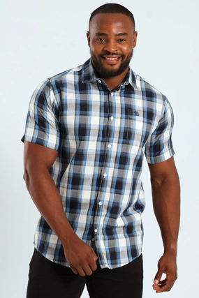 Short Sleeve Check Shirt - Fatigue/Navy Fashion storage (wardrobes, hangers, etc.) Runway fashion
