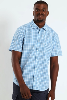 Short Sleeve Check Shirt - Light Blue/White Street fashion Fashion exhibitions
