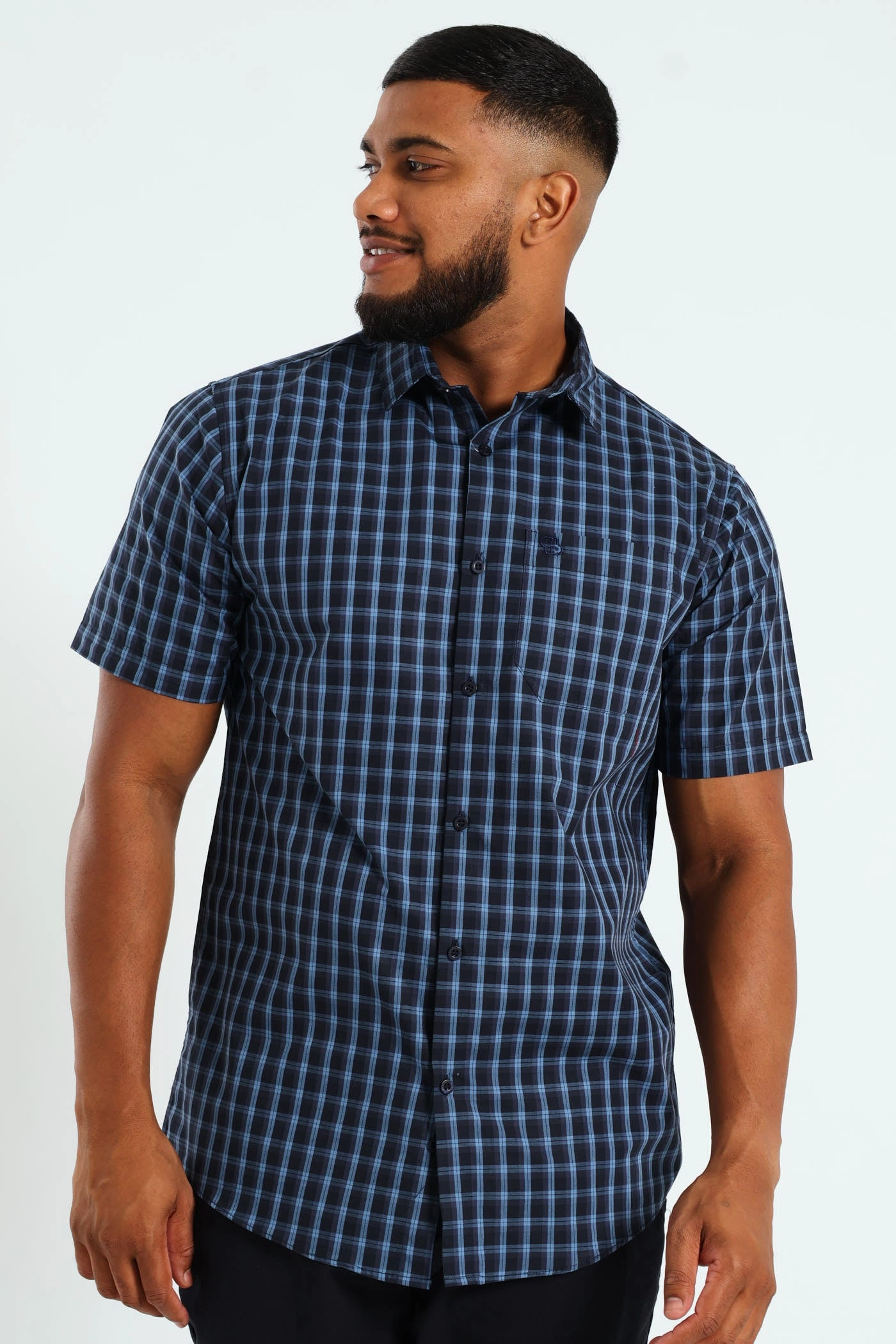 Fashion swaps Short Sleeve Check Shirt - Navy Fashion for all ages