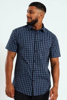 Short Sleeve Check Shirt - Navy Fashion subscription services Budget - friendly fashion