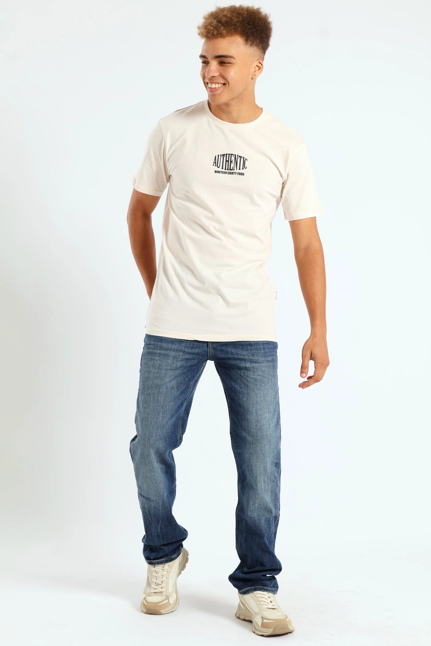 Short Sleeve Logo Tee - Cream