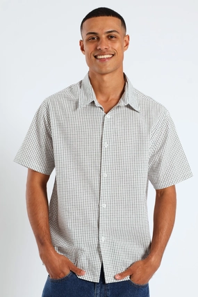 Short Sleeve Mini Check Shirt - Stone Fashion trends by region Wardrobe staples