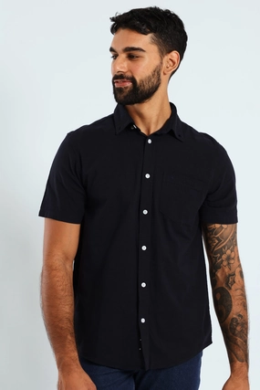 Short Sleeve Slub Shirt - Navy Denim - based fashion Fashion swaps