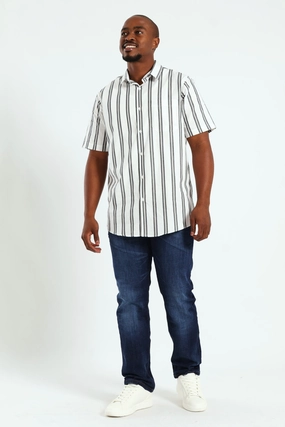 Short Sleeve Stripe Shirt - White Outerwear options Designer fashion items