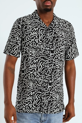 Short Sleeve Viscose Shirt - Black Clothing assortments Bohemian style items