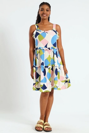 Silk - fabric fashion Tiered Frill Mini Sundress - Multi Clothing types