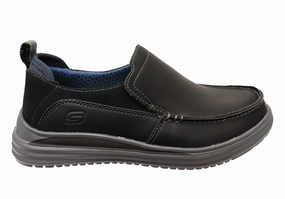 Skechers Mens Proven Relander Comfortable Leather Slip On Shoes Stickers Sunglasses