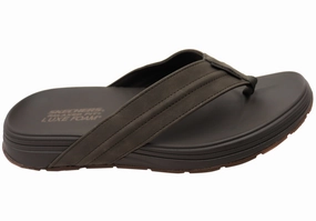 Skechers Mens Relaxed Fit Patino Marlee Extra Wide Fit Thongs Sandals Leather Goods DVDs