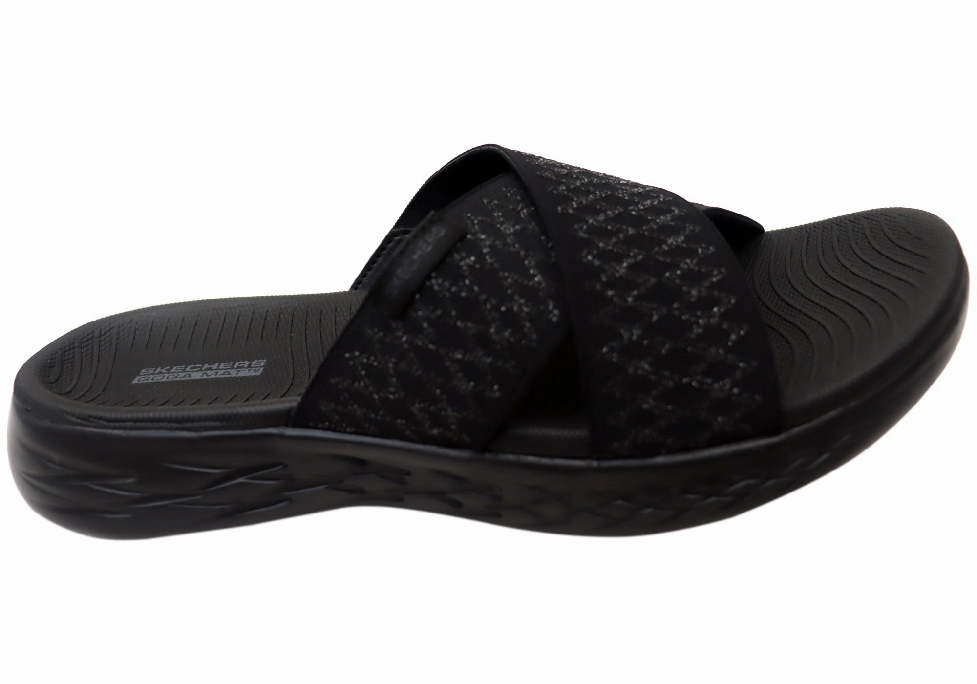 Skechers Womens On The Go 600 Enchanted Black Slide Sandals Feminine Care Paper