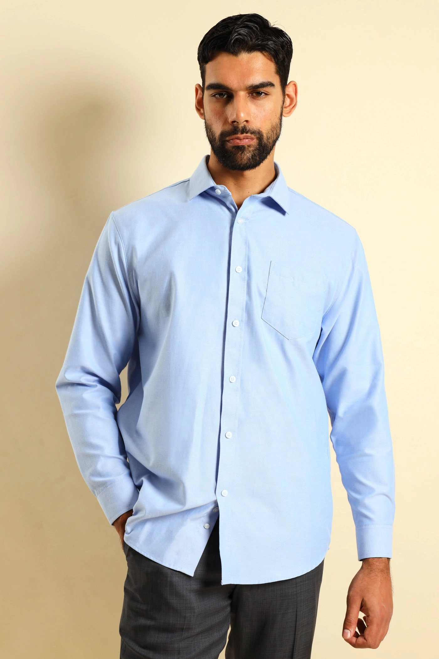 Slim Oxford Shirt - Light Blue Fashion rental Organic fashion products
