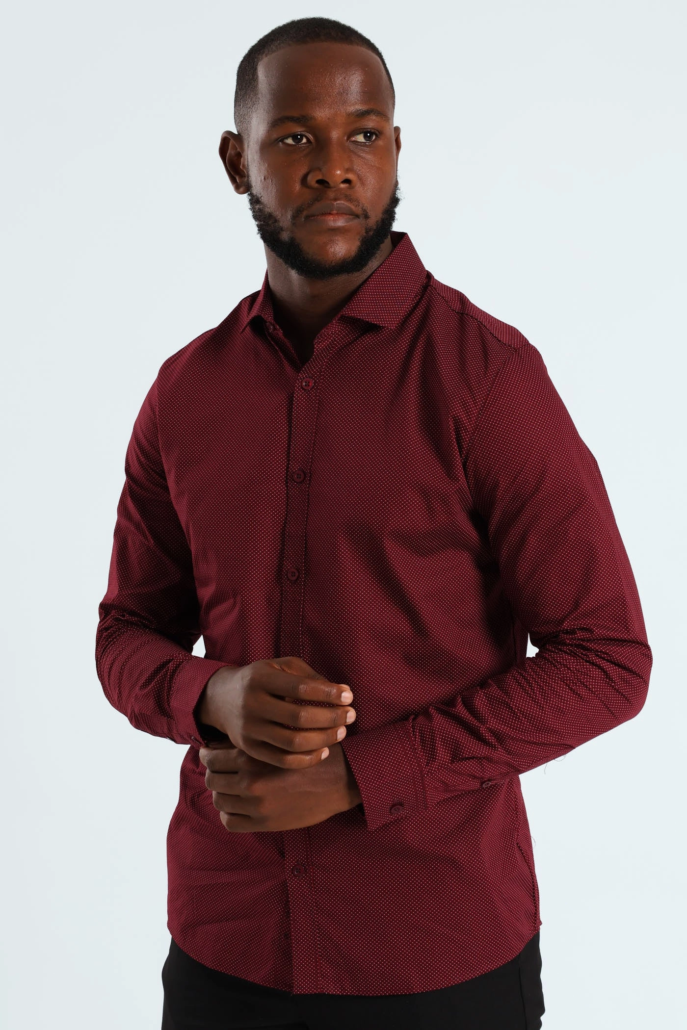 Slim Spot Shirt - Burgundy Fashion forecasting Fashion lookbook
