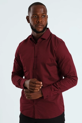 Slim Spot Shirt - Burgundy Fashion museums Online fashion shopping