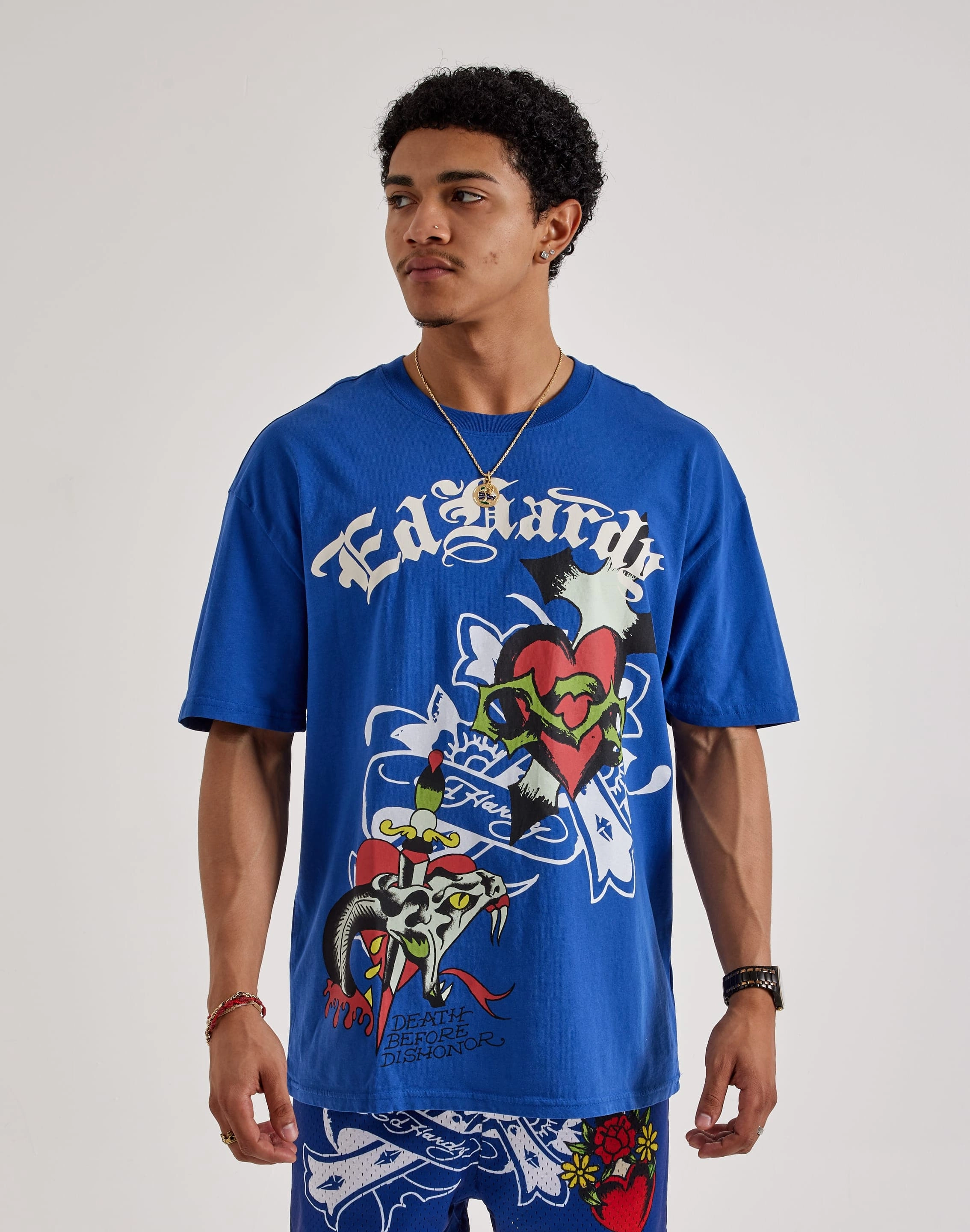 Denim - based fashion Ed Hardy Cross Heart Boxy Tee Lace - detailed fashion