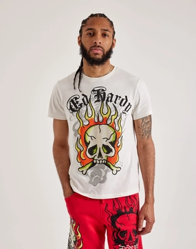 Smart casual wear Ed Hardy Flame Skull Rhinestone Tee Fashion accessories