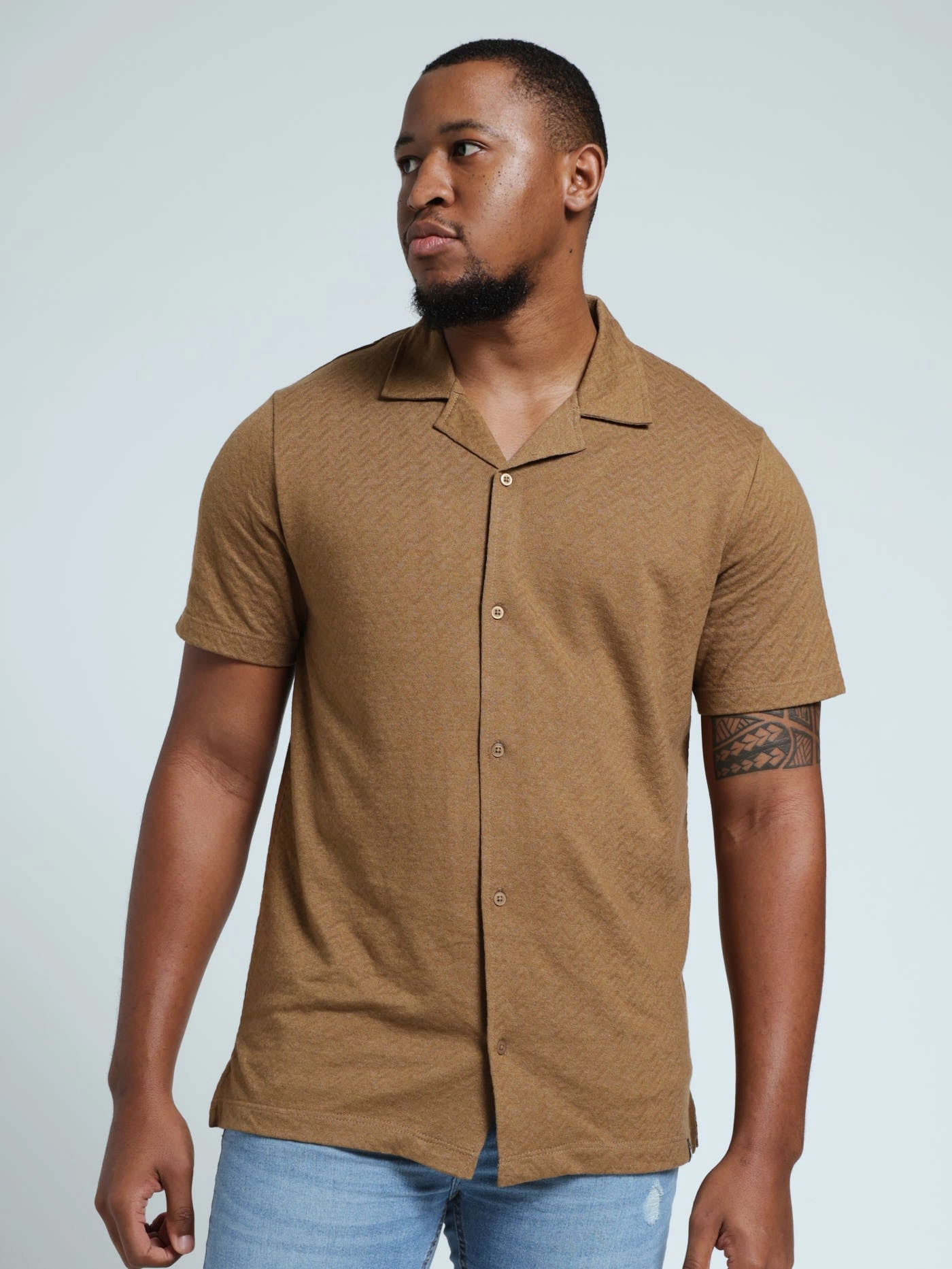 Wave Peak Knit Shirt - Khaki Swimwear selections Fashion-forward items