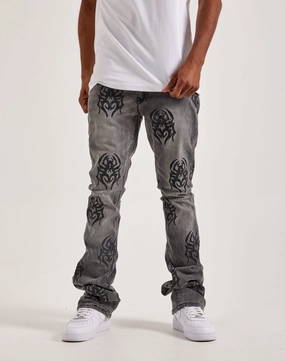 Smoke Rise Rhinestone Spider Stacked Denim Jeans Fashion sizes Beaded fashion items