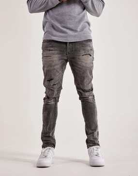 Smoke Rise Rip & Repair Jeans Leather - material fashion Evening wear