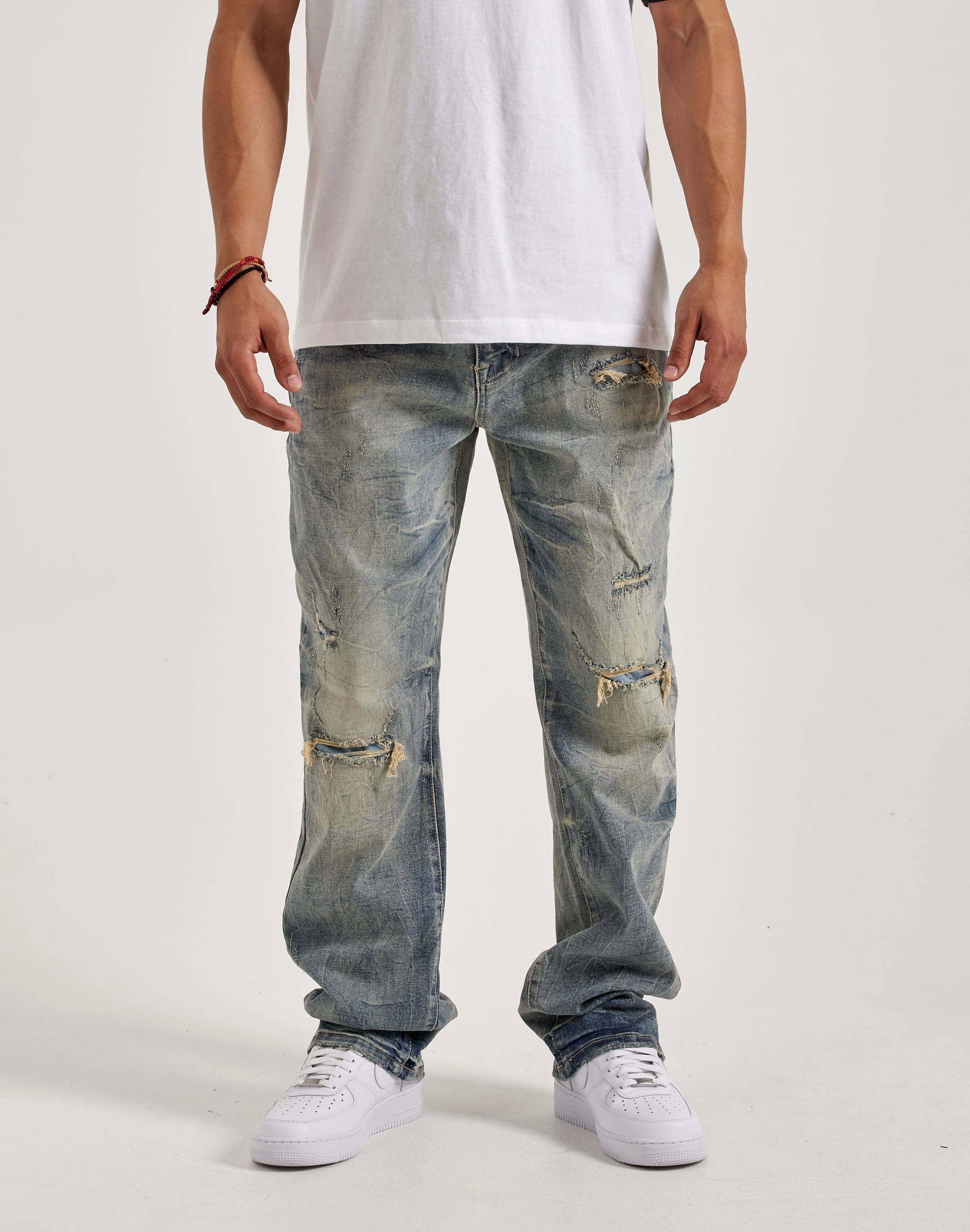 Lace - detailed fashion Smoke Rise Rip & Repair Straight Denim Jeans Patterned fashion (floral, stripes, etc.)