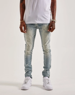Smoke Rise Slim Wave Effect Jeans Polyester - used fashion Retro fashion finds