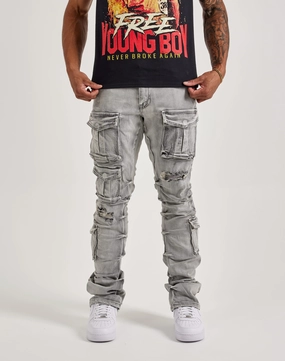 Smoke Rise Utility Pocket Stacked Flare Denim Jeans Clothing prices Wool - sourced fashion