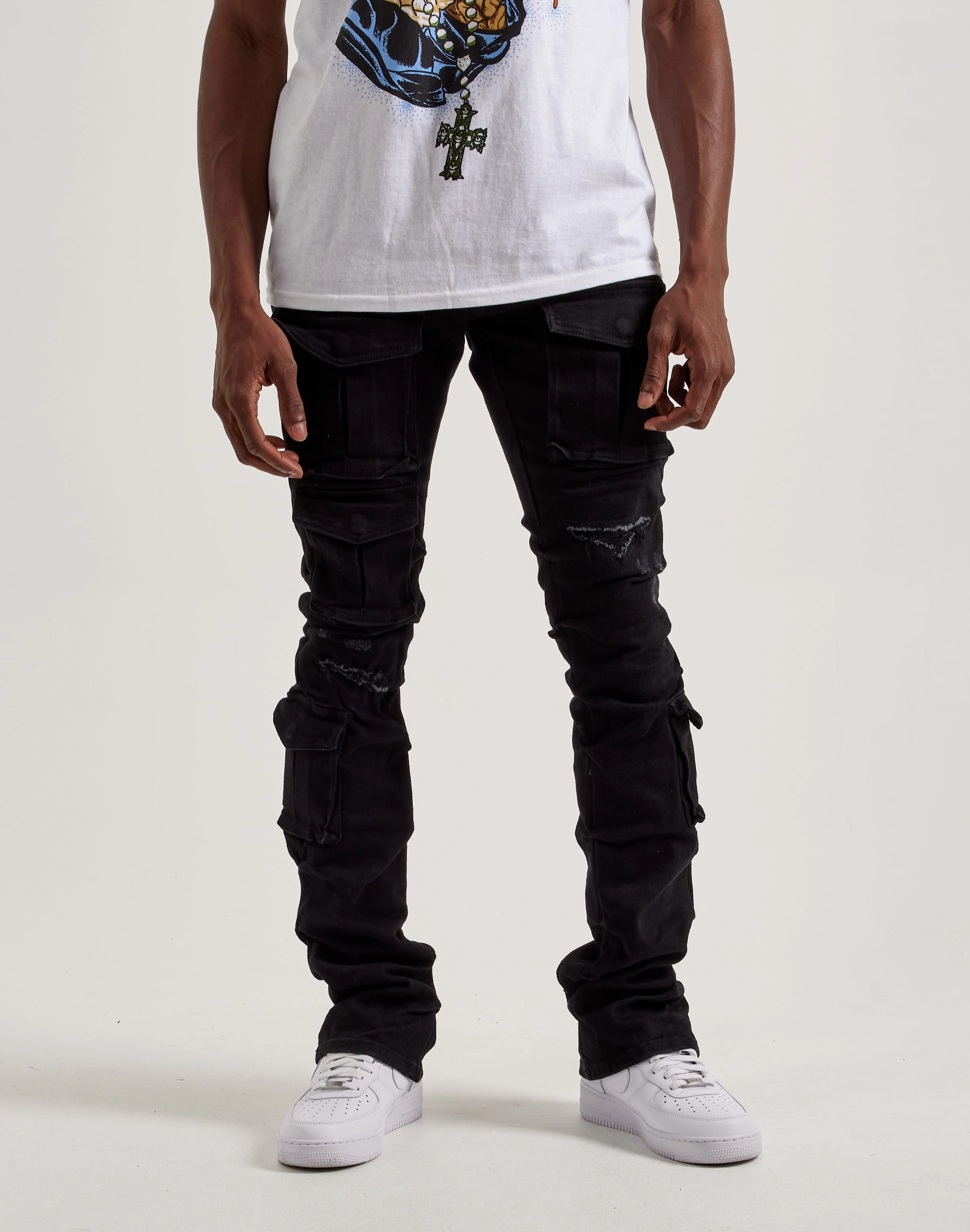 Smoke Rise Utility Pocket Stacked Flare Denim Jeans Fashion care (washing, ironing, etc.) Clothing types