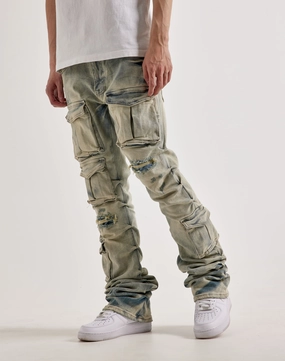Smoke Rise Utility Pocket Stacked Flare Denim Jeans Fashion subscription services Vintage - inspired fashion