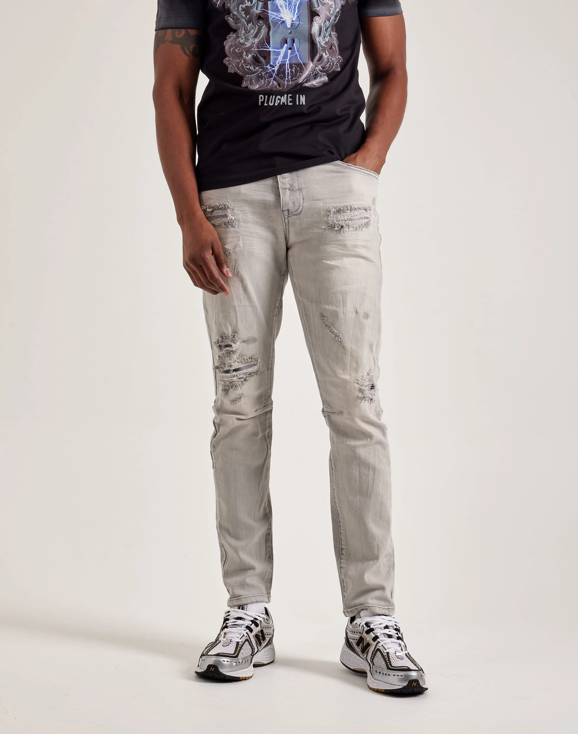 Smoke Rise Vintage Washed Slim Denim Jeans Beaded fashion items Fashion shows