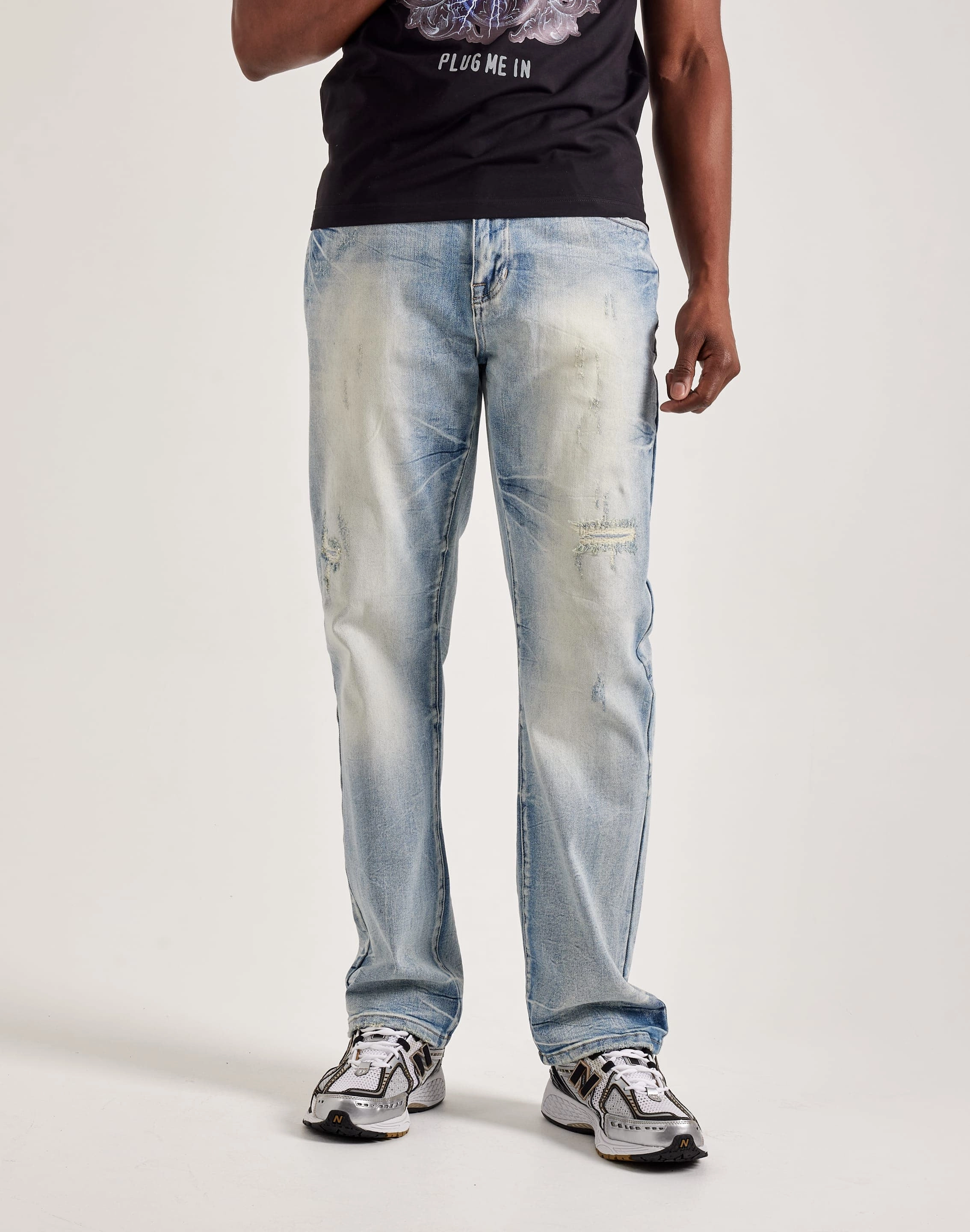 Smoke Rise Wave Effect Straight Denim Jeans Smart fashion (wearables) Stylish products