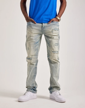 Smoke Rise Wave Effect Straight Denim Jeans Spandex - incorporated fashion Fashion-forward items
