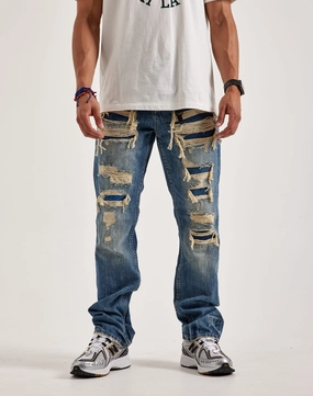 Smuggler's Moon Distressed Denim Jeans Recycled fashion materials Budget - friendly fashion
