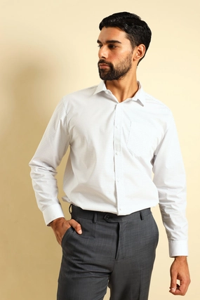 Square Spot Shirt - White/Blue Fashion culture Recycled fashion materials