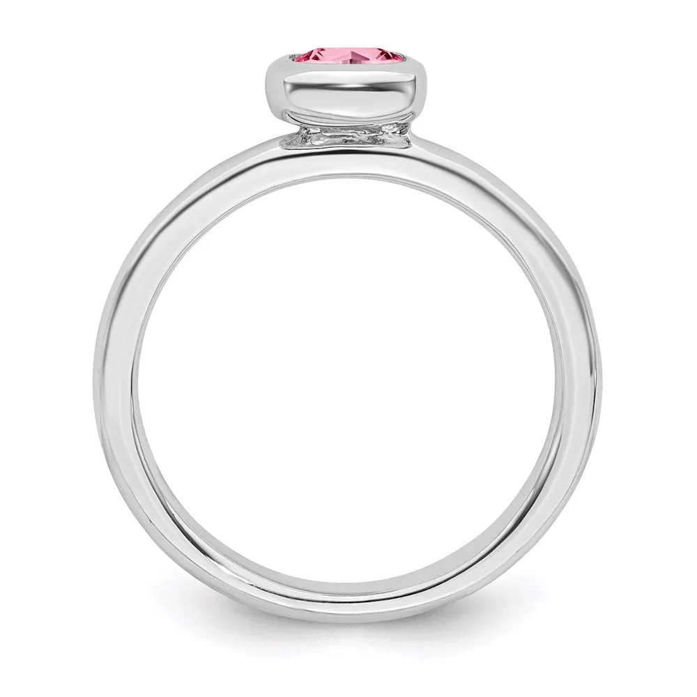 Stackable Expressions Jewelry SS Stackable Expressions Cushion Cut Pink Tourmaline Ring | QSK455