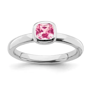 Stackable Expressions Jewelry SS Stackable Expressions Cushion Cut Pink Tourmaline Ring | QSK455