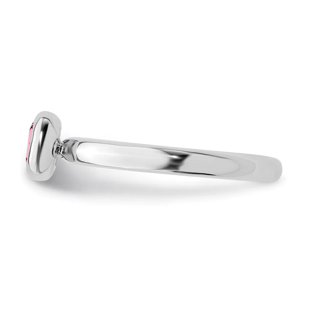 Stackable Expressions Jewelry SS Stackable Expressions Cushion Cut Pink Tourmaline Ring | QSK455