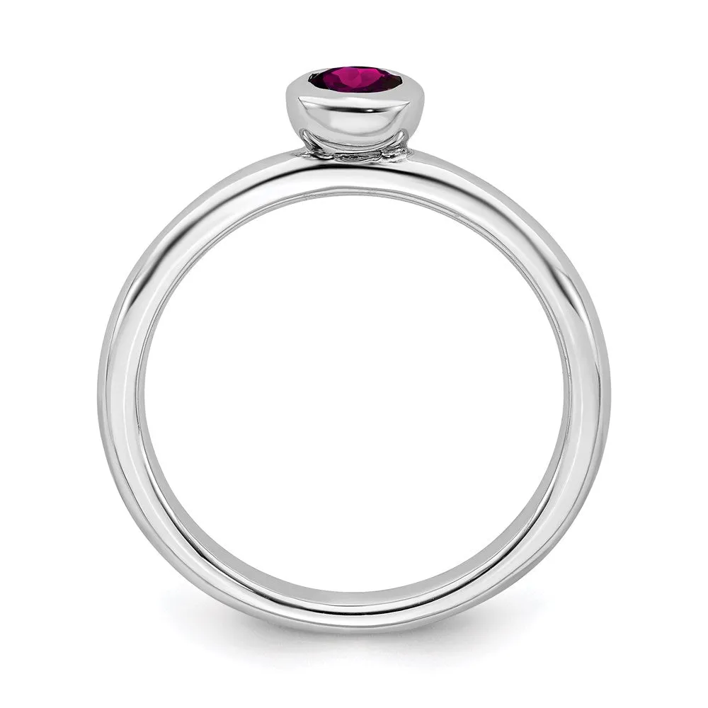 Stackable Expressions Jewelry SS Stackable Expressions Low 4mm Round Rhodolite Garnet Ring | QSK501