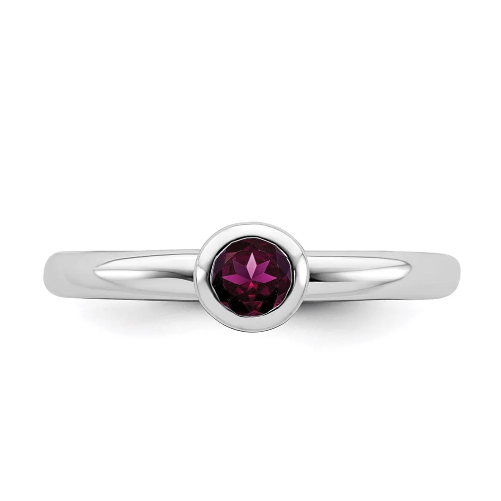 Stackable Expressions Jewelry SS Stackable Expressions Low 4mm Round Rhodolite Garnet Ring | QSK501